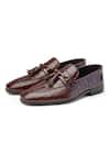 Shop_SHUTIQ_Maroon Nino Textured Pattern Shoes _at_Aza_Fashions