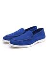 SHUTIQ_Blue Embroidered Otimo Suede Border Shoes_Online_at_Aza_Fashions
