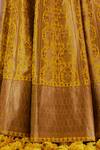 Weaver Story_Yellow Silk, Organza, Kota Gladiolus Katan Brocade Banarasi Lehenga Blouse Set_at_Aza_Fashions