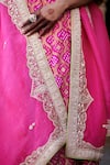 Shop_Weaver Story_Pink Lehenga Georgette Bandhani Sweetheart Neck Banarasi Art Bridal Set _Online_at_Aza_Fashions