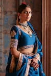 Buy_Weaver Story_Blue Lehenga Katan Silk Woven Mughal Bloom Jewel Brocade Banarasi Bridal Set _Online_at_Aza_Fashions