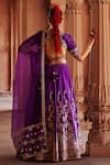 Shop Weaver Story Purple Silk, Organza, Kota Doria Elephant Motif Zardozi Bridal Lehenga Set at Aza Fashions Shop_Weaver Story_Purple Silk, Organza, Kota Doria Elephant Motif Zardozi Bridal Lehenga Set _at_Aza_Fashions