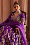 Weaver Story Purple Silk, Organza, Kota Doria Elephant Motif Zardozi Bridal Lehenga Set Online at Aza Fashions Weaver Story_Purple Silk, Organza, Kota Doria Elephant Motif Zardozi Bridal Lehenga Set _Online_at_Aza_Fashions