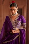 Buy Weaver Story Purple Silk, Organza, Kota Doria Elephant Motif Zardozi Bridal Lehenga Set Online at Aza Fashions Buy_Weaver Story_Purple Silk, Organza, Kota Doria Elephant Motif Zardozi Bridal Lehenga Set _Online_at_Aza_Fashions