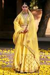 Buy_Weaver Story_Yellow Silk, Organza Buttercup Florence Zardozi Embroidered Lehenga Blouse Set _at_Aza_Fashions