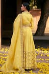 Shop_Weaver Story_Yellow Silk, Organza Buttercup Florence Zardozi Embroidered Lehenga Blouse Set _at_Aza_Fashions