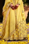 Weaver Story_Yellow Silk, Organza Buttercup Florence Zardozi Embroidered Lehenga Blouse Set _at_Aza_Fashions
