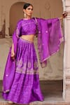 Weaver Story_Purple Silk, Organza Embroidery, Zinnia Florence Zardozi Bridal Lehenga Set _Online_at_Aza_Fashions