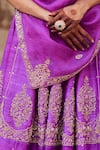 Buy_Weaver Story_Purple Silk, Organza Embroidery, Zinnia Florence Zardozi Bridal Lehenga Set _Online_at_Aza_Fashions