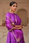 Shop_Weaver Story_Purple Silk, Organza Embroidery, Zinnia Florence Zardozi Bridal Lehenga Set _Online_at_Aza_Fashions