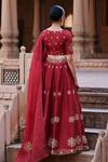 Shop Weaver Story Red Silk, Organza Embroidery, Zari Edelweiss Blossom Zardozi Lehenga Blouse Set at Aza Fashions Shop_Weaver Story_Red Silk, Organza Embroidery, Zari Edelweiss Blossom Zardozi Lehenga Blouse Set _at_Aza_Fashions