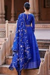 Shop_Weaver Story_Blue Lehenga Raw Silk Embroidery Zardozi Round Orchid Banarasi Blouse Set _at_Aza_Fashions