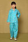 Buy_Petite Pomme_Blue Cotton Snow Man Print Night Suit_at_Aza_Fashions