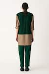 Shop_THREE_Emerald Green Heavy Cotton Twill Plain Front Pleated Pant  _at_Aza_Fashions