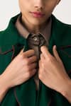 Shop_Three_Emerald Green Cotton, Wool Collared Quilted Notched Jacket _Online_at_Aza_Fashions