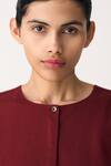 Shop_Three_Red Wool, Cotton Round Neck Multi Panelled Jacket _Online_at_Aza_Fashions