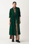 Buy_THREE_Brown Satin Lycra Plain Collar Everyday U Hem Shirt  _at_Aza_Fashions