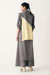 Shop_THREE_Grey Melange Plain High Neck Long Shirt Tunic  _at_Aza_Fashions