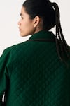 THREE_Emerald Green Jacket Merino Wool Quilted Jacket Notched Trouser Set  _Online_at_Aza_Fashions