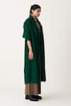 Shop_THREE_Emerald Green Jacket Merino Wool Quilted Panelled Trouser Set  _at_Aza_Fashions