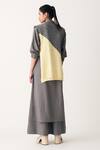 Shop_Three_Grey Vest 110% Wool Hand Knitted Vest V Neck Color Block Trouser Set _at_Aza_Fashions