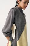 Buy_Three_Grey Vest 110% Wool Hand Knitted Vest V Neck Color Block Trouser Set _Online_at_Aza_Fashions