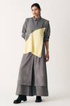 Three_Grey Vest 110% Wool Hand Knitted Vest V Neck Color Block Trouser Set _at_Aza_Fashions