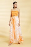 Buy_Samyukta Singhania_Orange Georgette Sweetheart Shibori Pattern Jumpsuit _Online_at_Aza_Fashions