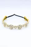 Buy_Foot Fuel_Gold Bead And Crystal Floral Embellished Brooch Hair Band _at_Aza_Fashions