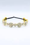 Shop_Foot Fuel_Gold Bead And Crystal Floral Embellished Brooch Hair Band _at_Aza_Fashions