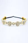 Foot Fuel_Gold Bead And Crystal Floral Embellished Brooch Hair Band _Online_at_Aza_Fashions