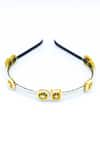 Buy_Foot Fuel_Gold Beads Geometric Cutwork Embellished Hair Band _Online_at_Aza_Fashions