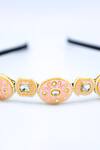 Foot Fuel_Gold Beads Contrast Floral Embellished Hair Band _Online_at_Aza_Fashions