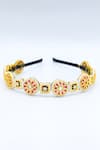 Buy_Foot Fuel_Gold Crystals, Beads Contrast Floral Embellished Hair Band _at_Aza_Fashions