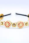 Foot Fuel_Gold Crystals, Beads Contrast Floral Embellished Hair Band _Online_at_Aza_Fashions