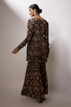 Shop_Nadima Saqib_Blue Crepe, Net Sequins, Embroidery V-neck Zardosi Work Kurta Sharara Set _at_Aza_Fashions