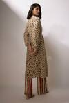 Shop_Nadima Saqib_Beige Crepe Embroidery V-neck Printed Kurta And Pant Set _at_Aza_Fashions