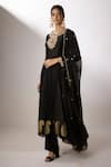 Buy_Nadima Saqib_Black Chanderi, Organza Pearls, Embroidered Anarkali With Badla Work Dupatta _Online_at_Aza_Fashions