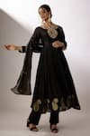 Shop_Nadima Saqib_Black Chanderi, Organza Pearls, Embroidered Anarkali With Badla Work Dupatta _Online_at_Aza_Fashions