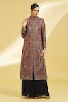 Buy_Samyukta Singhania_Multi Color Cotton Blend Woven Mughal Paisley Pattern Round Jamawar Jacket_Online_at_Aza_Fashions