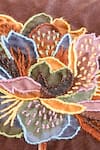 Shop_Mid July Home_Brown Premium Velvet Hand Embroidery Flower Cushion Cover_at_Aza_Fashions