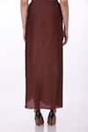 Buy_DILNAZ_Brown Blend Satin Plain Pleated Draped Skirt  _Online_at_Aza_Fashions