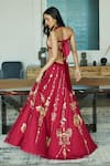 Shop_DILNAZ_Red Net Hand Embroidered Feather Butterfly Sequin Lehenga Skirt _at_Aza_Fashions