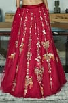 Buy_DILNAZ_Red Net Hand Embroidered Feather Butterfly Sequin Lehenga Skirt _Online_at_Aza_Fashions