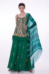 Buy_DILNAZ_Emerald Green Stretch Net Hand Embroidered Sequin Kurta Sharara Set  _at_Aza_Fashions