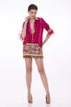 Buy_DILNAZ_Red Blended Satin Tie-dyed And Hand Embroidered Stripe Pattern Shirt  _at_Aza_Fashions