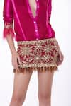 Buy_DILNAZ_Red Blended Satin Tie-dyed And Hand Embroidered Stripe Pattern Shirt  _Online_at_Aza_Fashions