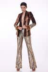 Buy_DILNAZ_Brown Blended Velvet Tie-dyed And Hand Embroidered Stripe Sleeve Jacket  _at_Aza_Fashions