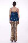 Shop_DILNAZ_Blue Stretch Net Hand Embroidered Floral Applique Sequin And Trouser  _at_Aza_Fashions