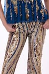 Buy_DILNAZ_Blue Stretch Net Hand Embroidered Floral Applique Sequin And Trouser  _Online_at_Aza_Fashions